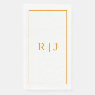 Serviette En Papier Mariage d'automne de monogramme initial orange cit