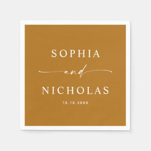 Serviette En Papier Mariage d'automne marron moutarde   Moderne Simple