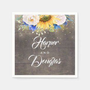 Serviette En Papier Mariage de automne bleu et blanc de la marine des