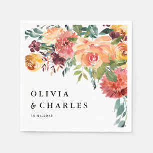 Serviette En Papier Mariage de automne Bouquet de fleurs d'automne