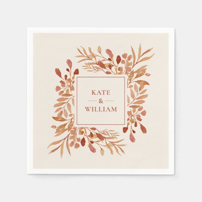 Serviette En Papier Mariage de automne d'automne de feuillage rustique (Devant)