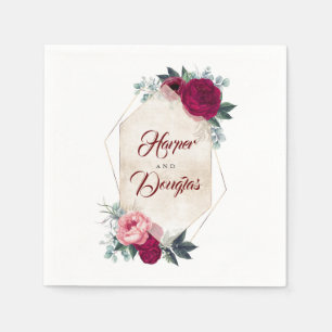 Serviette En Papier Mariage de automne géométrique Floral rouge de Bou