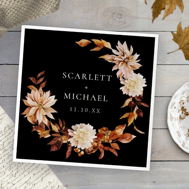 Serviette En Papier Mariage de automne noir (Black Fall Wedding Napkins
)