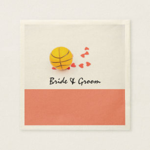 Serviette En Papier Mariage de basket-ball avec amour coeur rouge
