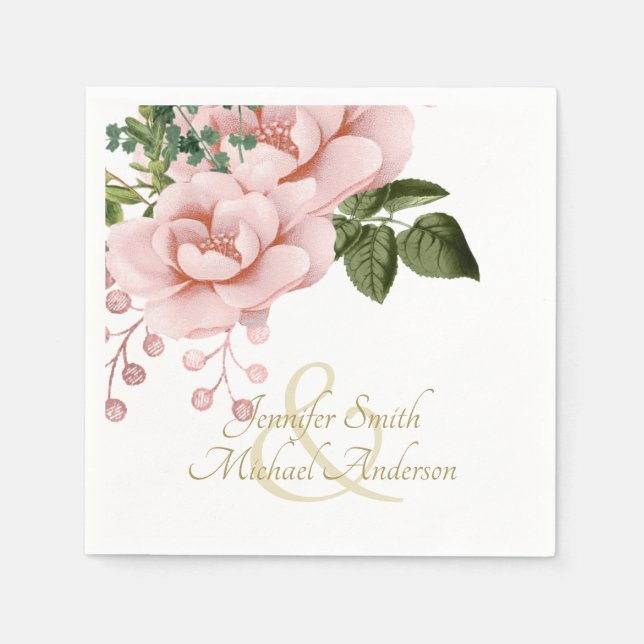 Serviette En Papier Mariage de bouquet Rose Blush Pink (Devant)