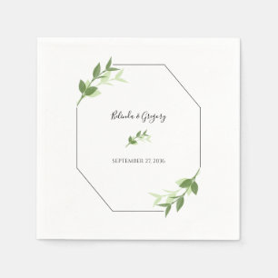 Serviette En Papier Mariage de cadre Feuilles de jardin verdoyant