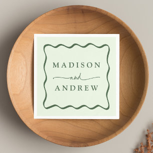 Serviette En Papier Mariage de cadre vert moderne