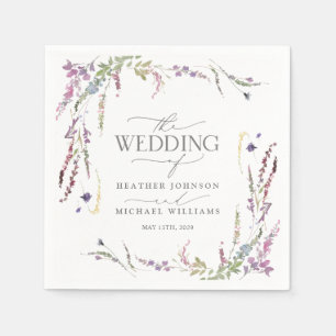 Serviette En Papier Mariage de calligraphie Fleur sauvage violet
