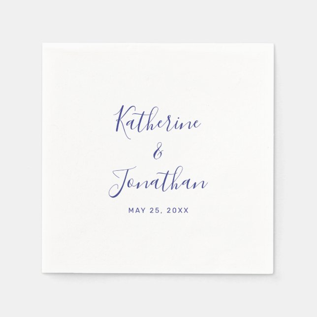 Serviette En Papier Mariage de calligraphie moderne violet simple (Devant)