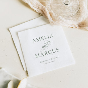 Serviette En Papier Mariage de calligraphie Vintage Sage Green