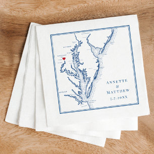 Serviette En Papier Mariage de carte bleu marine Elegant de Washington