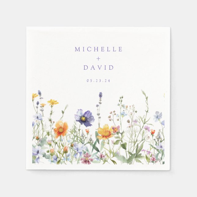 Serviette En Papier Mariage de champ fleur sauvage (Devant)