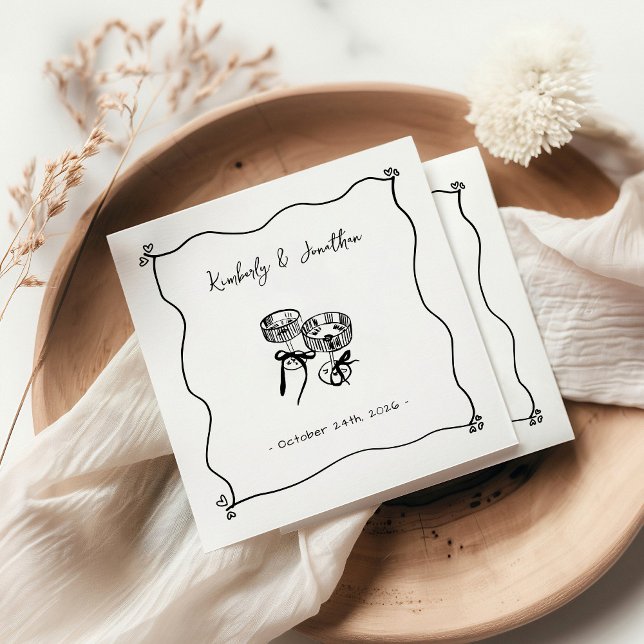 Serviette En Papier Mariage de champagne tiré à la main (Créateur téléchargé)
