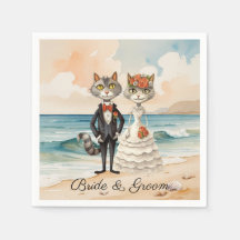 Mariage de chat avec Mariée et Groom Plage thémati