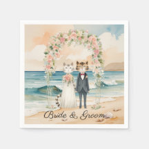 Mariage de chat avec Mariée et Groom Plage thémati