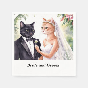 Serviette En Papier Mariage de chat sur le thème de la mariée et la ch