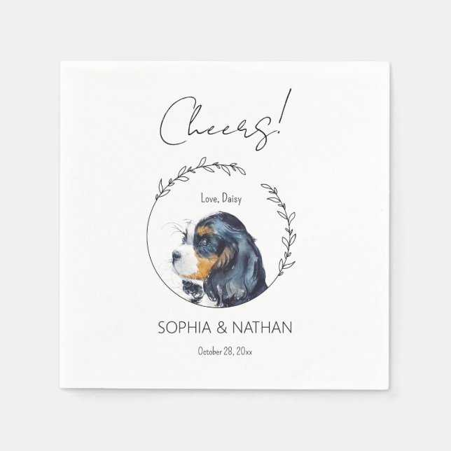 Serviette En Papier Mariage de chien Cavalier simple Cocktail serviett (Devant)