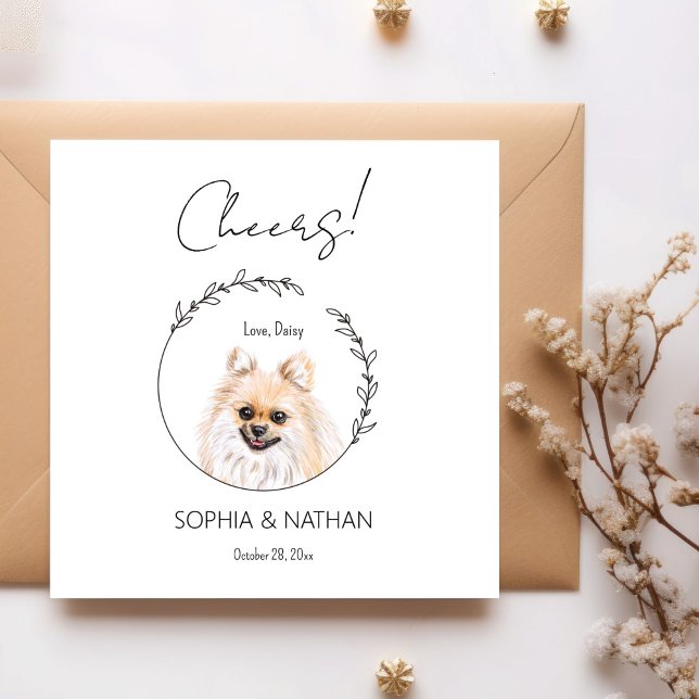 Serviette En Papier Mariage de chien de Poméranie simple Cocktail Napk (Créateur téléchargé)