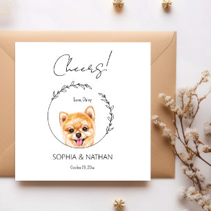 Serviette En Papier Mariage de chien de Poméranie simple Cocktail Napk