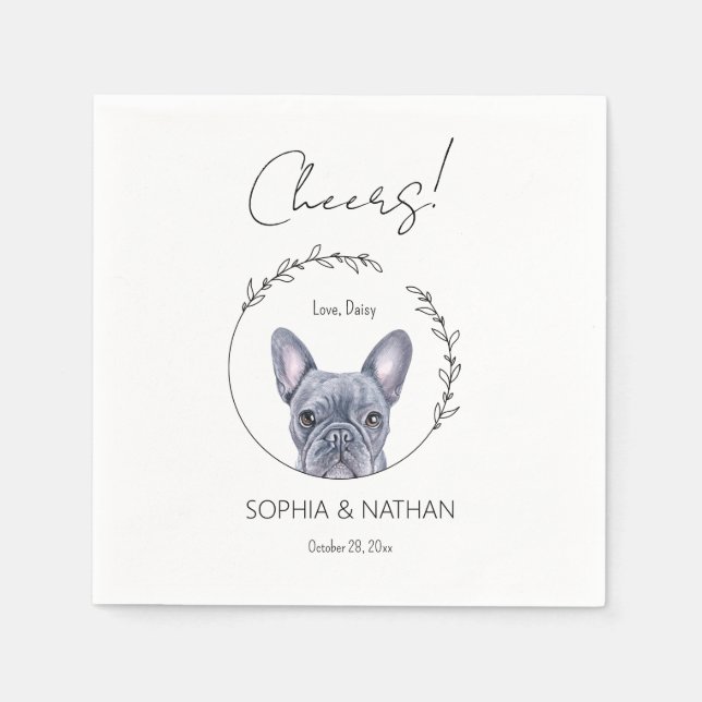 Serviette En Papier Mariage de chien de taureau simple français Cockta (Devant)