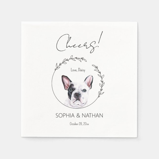Serviette En Papier Mariage de chien de taureau simple français Cockta (Devant)