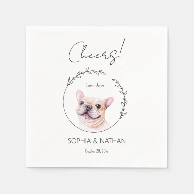 Serviette En Papier Mariage de chien de taureau simple français Cockta (Devant)