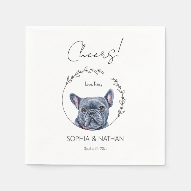 Serviette En Papier Mariage de chien de taureau simple français Cockta (Devant)