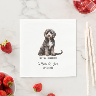 Serviette En Papier Mariage de chien d'eau portugais avec photo