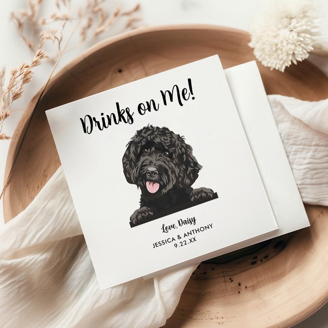 Serviette En Papier Mariage de chien Goldendoodle moderne personnalisé (Créateur téléchargé)