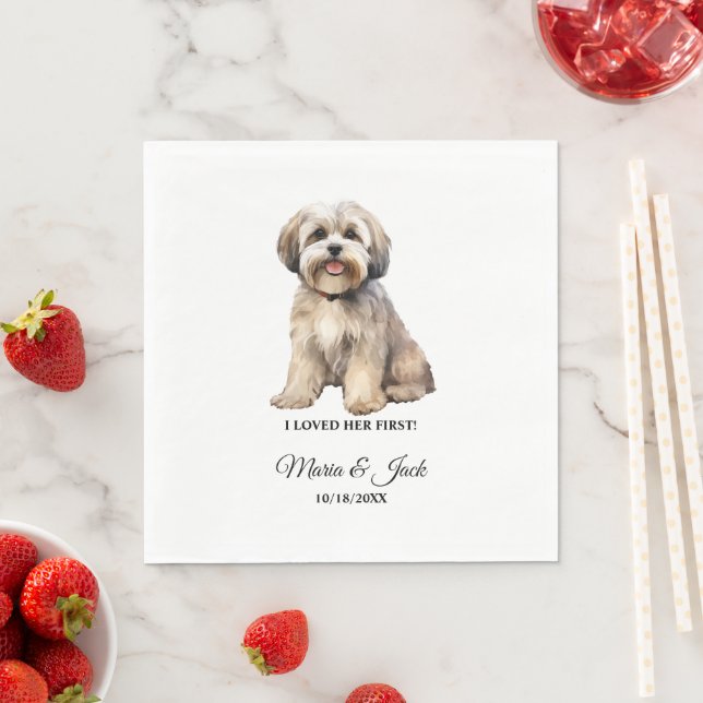 Serviette En Papier Mariage de chien Lhasa Apso avec photo (En situation)