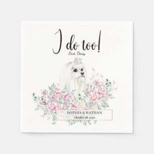 Serviette En Papier Mariage de chien maltais aux cheveux longs Cocktai