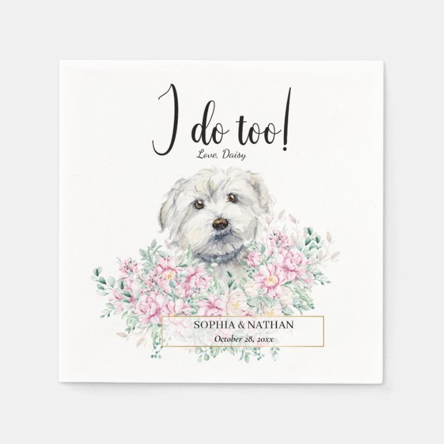 Serviette En Papier Mariage de chien maltais Cocktail serviettes (Devant)