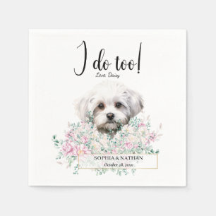 Serviette En Papier Mariage de chien maltais Cocktail serviettes