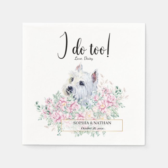 Serviette En Papier Mariage de chien maltais Cocktail serviettes (Devant)