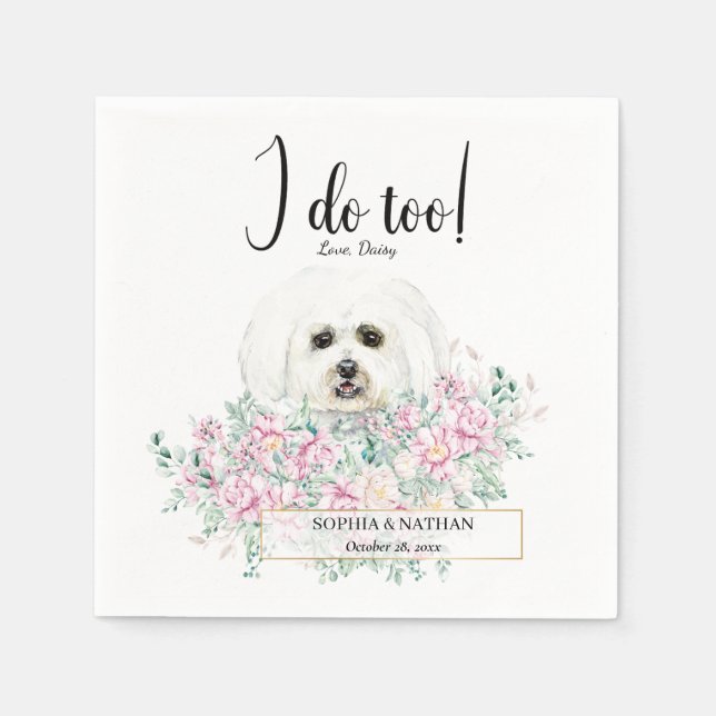 Serviette En Papier Mariage de chien maltais Cocktail serviettes (Devant)