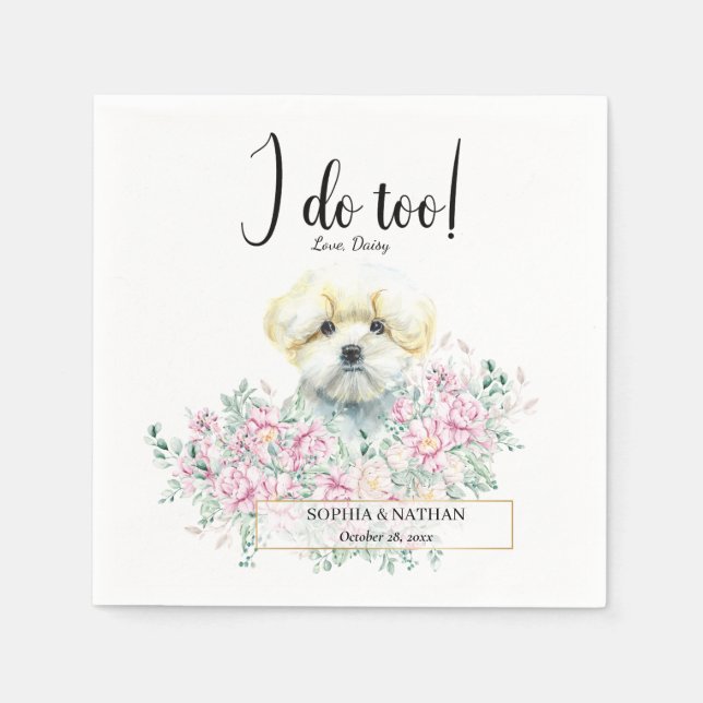 Serviette En Papier Mariage de chien maltais Cocktail serviettes (Devant)
