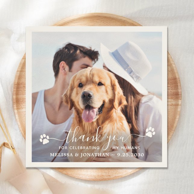 Serviette En Papier Mariage de chien Merci photo personnalisé (Créateur téléchargé)