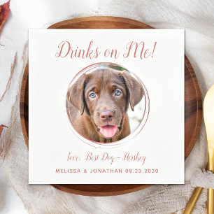 Serviette En Papier Mariage de chien Rose moderne or Personnaliser la 