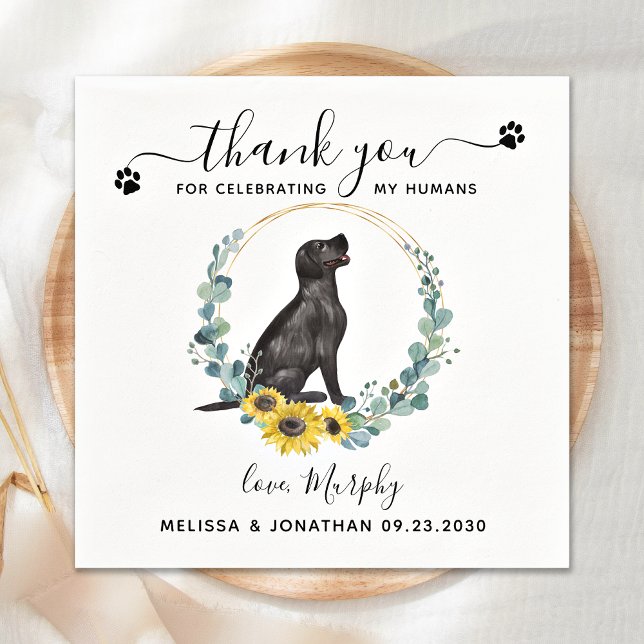 Serviette En Papier Mariage de chien sur mesure Merci Black Lab Cockta (Créateur téléchargé)
