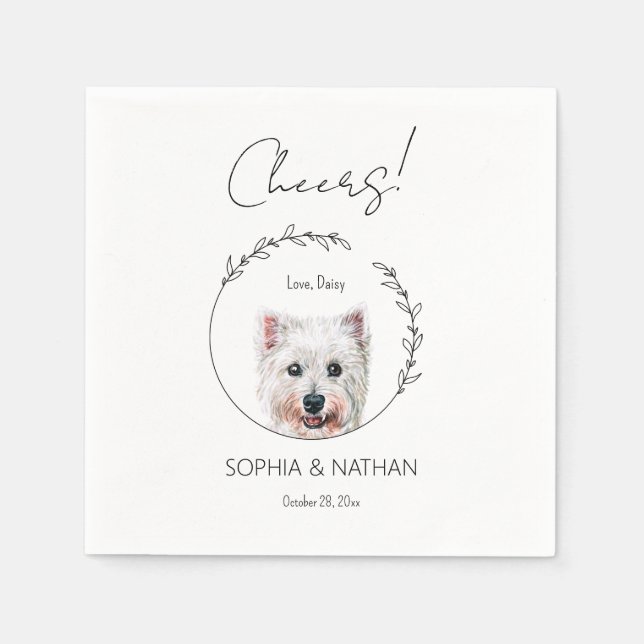 Serviette En Papier Mariage de chien Westie simple Cocktail Napkins (Devant)