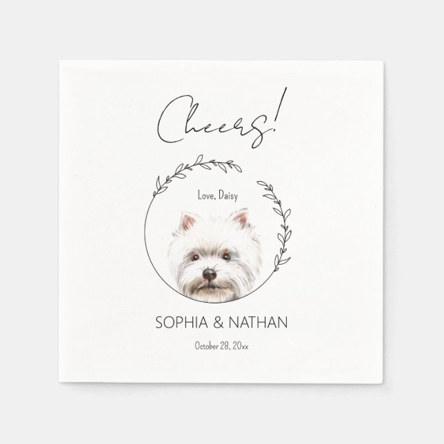 Serviette En Papier Mariage de chien Westie simple Cocktail Napkins (Devant)