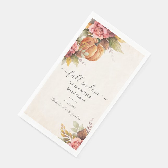 Serviette En Papier Mariage de citrouille Automne dans l'amour Feuille (Coin)