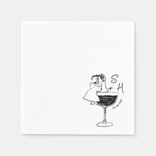 Serviette En Papier Mariage De Cocktail De Mariée Et De Pièce Dessinée