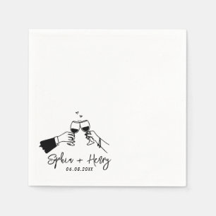 Serviette En Papier Mariage De Cocktail Moderne Élégant Dessiné À La M