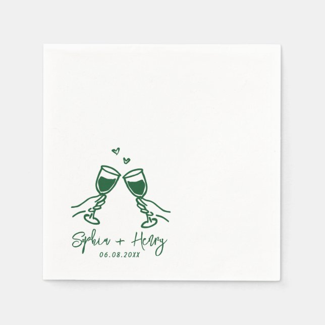 Serviette En Papier Mariage De Cocktail Moderne Élégant Dessiné À La M (Devant)