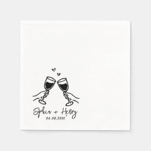 Serviette En Papier Mariage De Cocktail Moderne Élégant Dessiné À La M