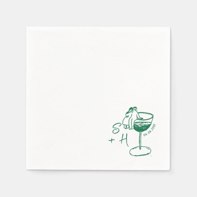 Serviette En Papier Mariage de cocktail simple à main (Devant)