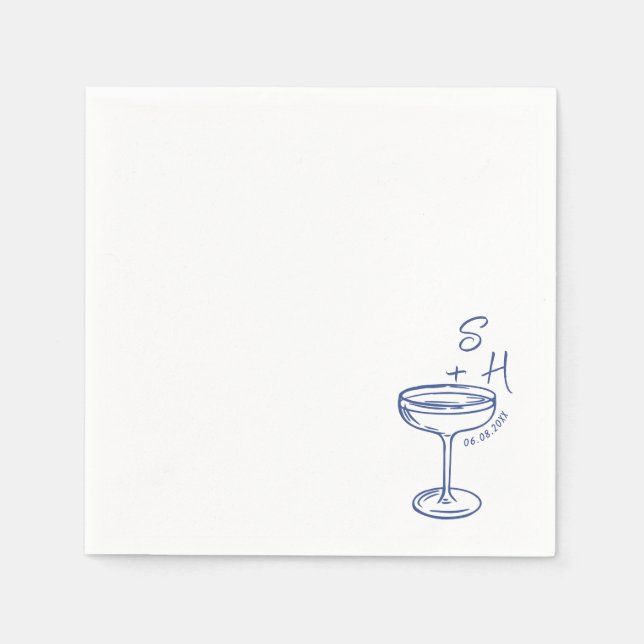 Serviette En Papier Mariage de cocktail simple à main (Devant)