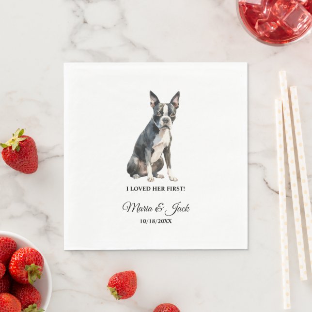 Serviette En Papier Mariage de cocktails Boston Terrier Pet (En situation)