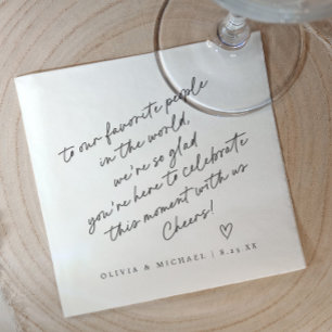 Serviette En Papier Mariage de coeur de style de note d'amour manuscri